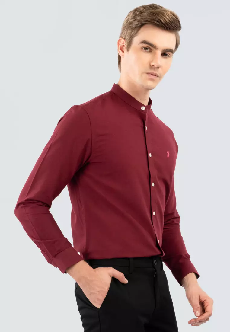 Polo Haus - Men’s Cotton Mix Signature Fit Mandarin Collar Long Sleeve MBLSE002