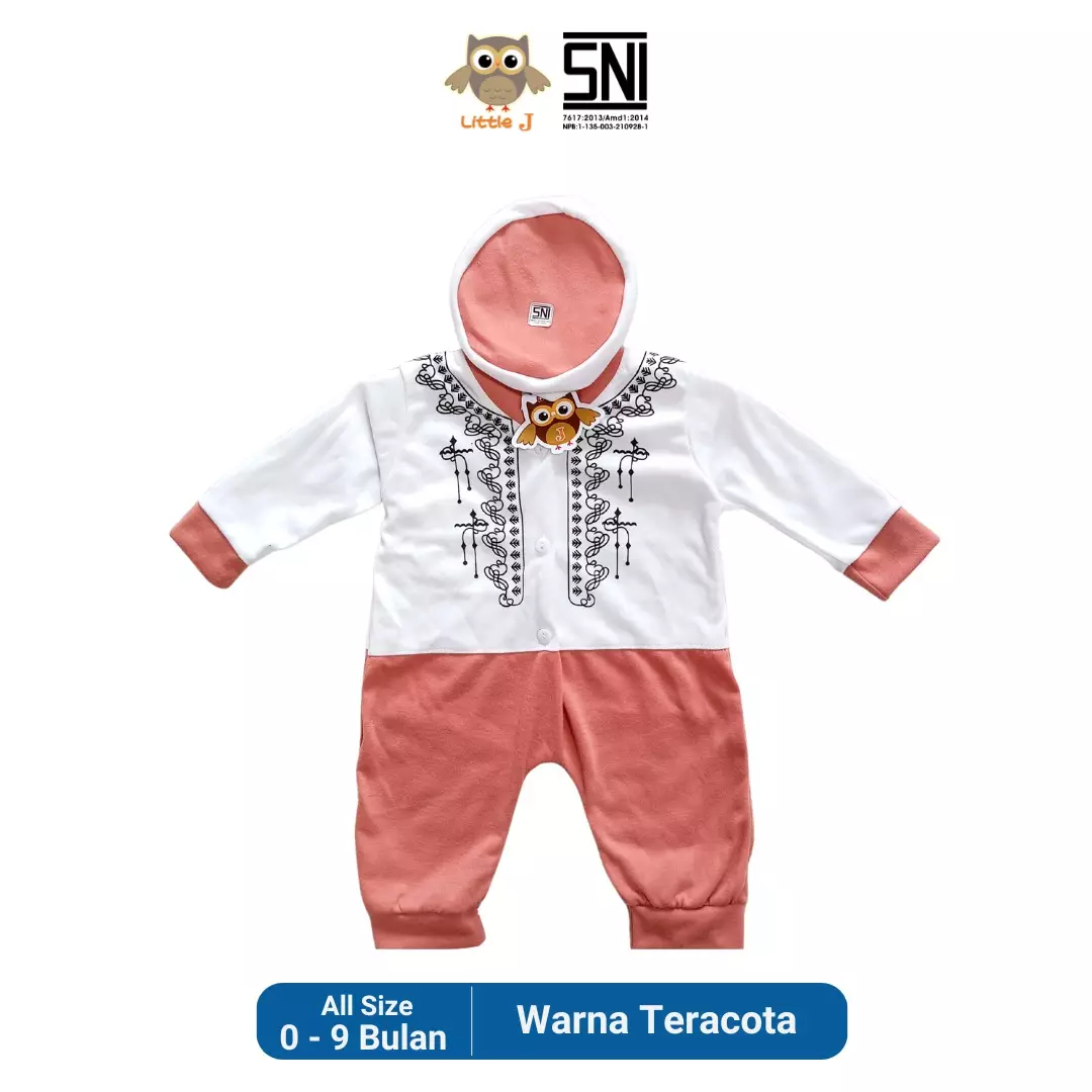 Little J - RAYA COLLECTION Koko Set + Peci (Baju Koko baby laki-laki beserta peci) coklat