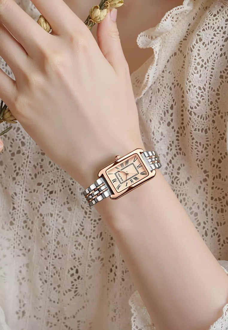 Jam Tangan Wanita Original 5999 Korea Mode Kuarsa Santai Anti Air Jam Tangan Cewek silver rose