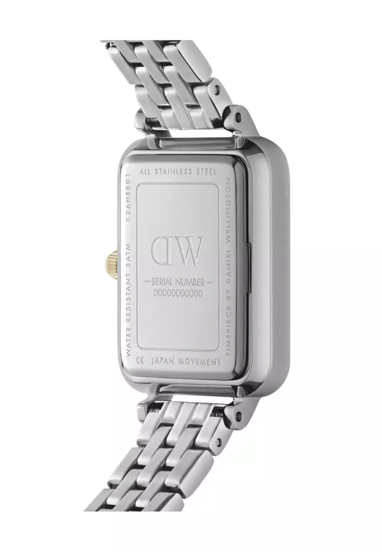 Quadro Lumine 20x26mm 5-Link Gold/Silver White Dial - Watch for women - Stainless Steel watch strap - Square Crystals Dial - Two Tone - DW official - Women's watch - Female watch - Ladies watch - Authentic - Jam tangan wanita - jam tangan perempuan