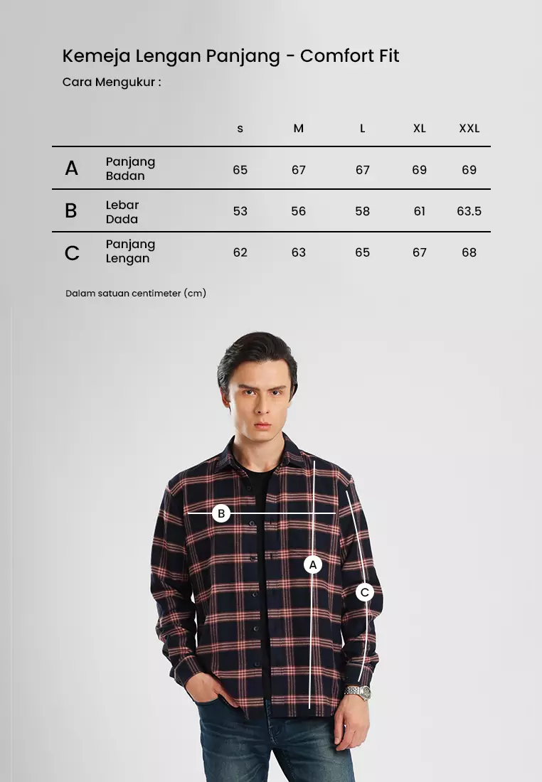 MANZONE - Kemeja Lengan Panjang Pria Cassius 01 Comfort Fit - Dark Grey Warna Grey_Dark