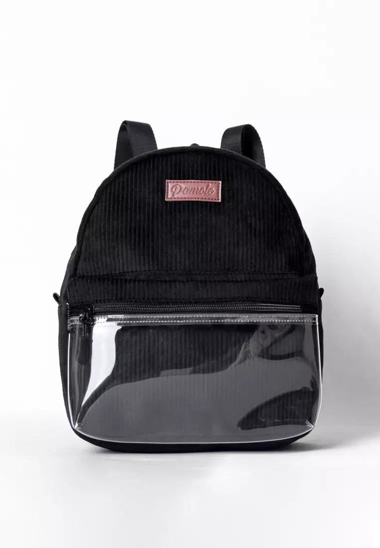 Tas Ransel Wanita Bahan Corduroy Penutup Resleting Celine Series Hitam