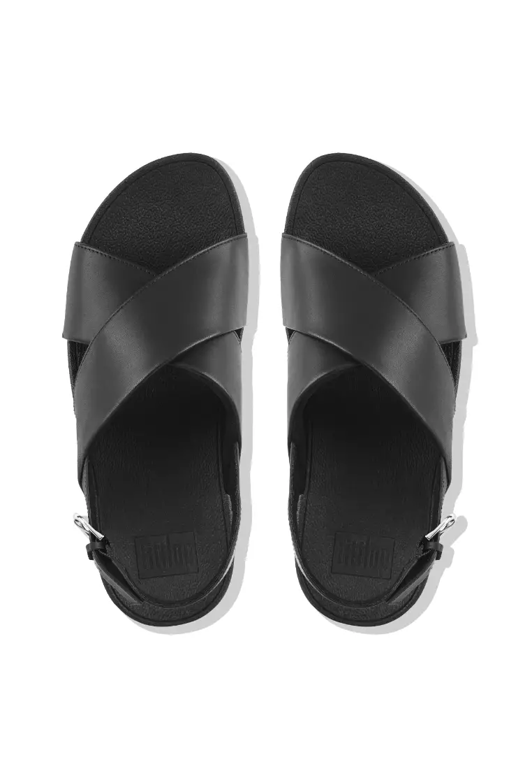 LULU Women's Leather Cross Back-Strap Sandals - Black (K03-001)