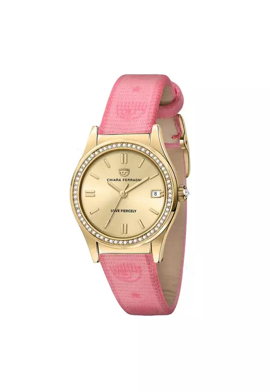 【2 Years Warranty】 Chiara Ferragni Contemporary 32mm Yellow Gold Dial Women's Quartz Watch R1951102501
