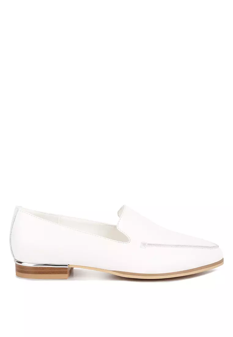 White Metallic Sling Detail Loafers