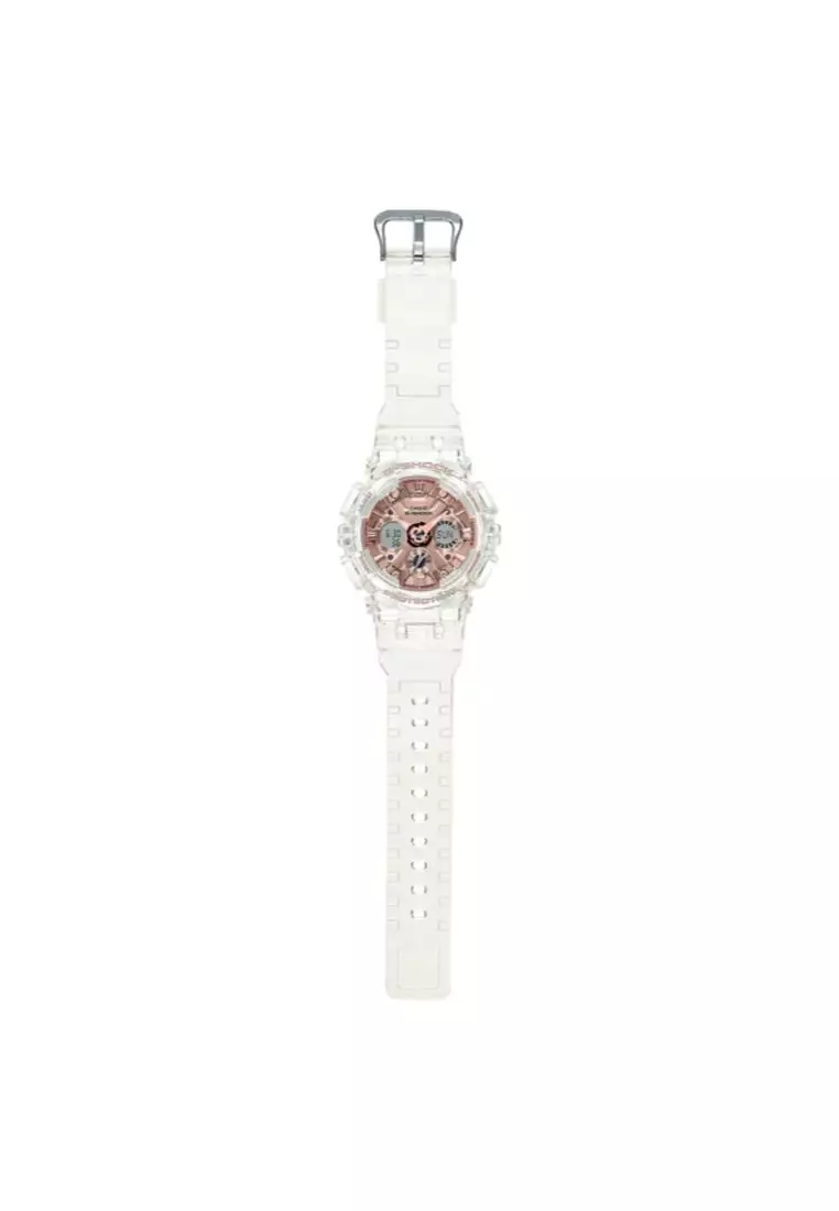 Women's Analog-Digital Watch GMA-S120SR-7A White Transparent Resin Band Sports Watch