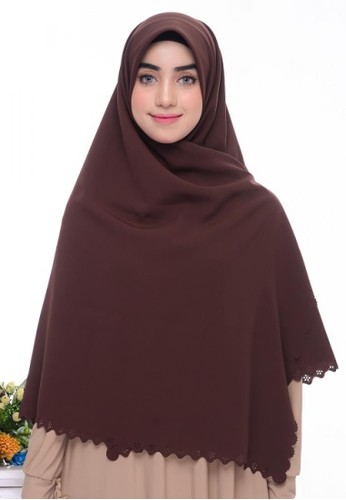 First Hijab brown Nasya Square Hijab In Dark Chocho 42F99AAE6E0A18GS_1