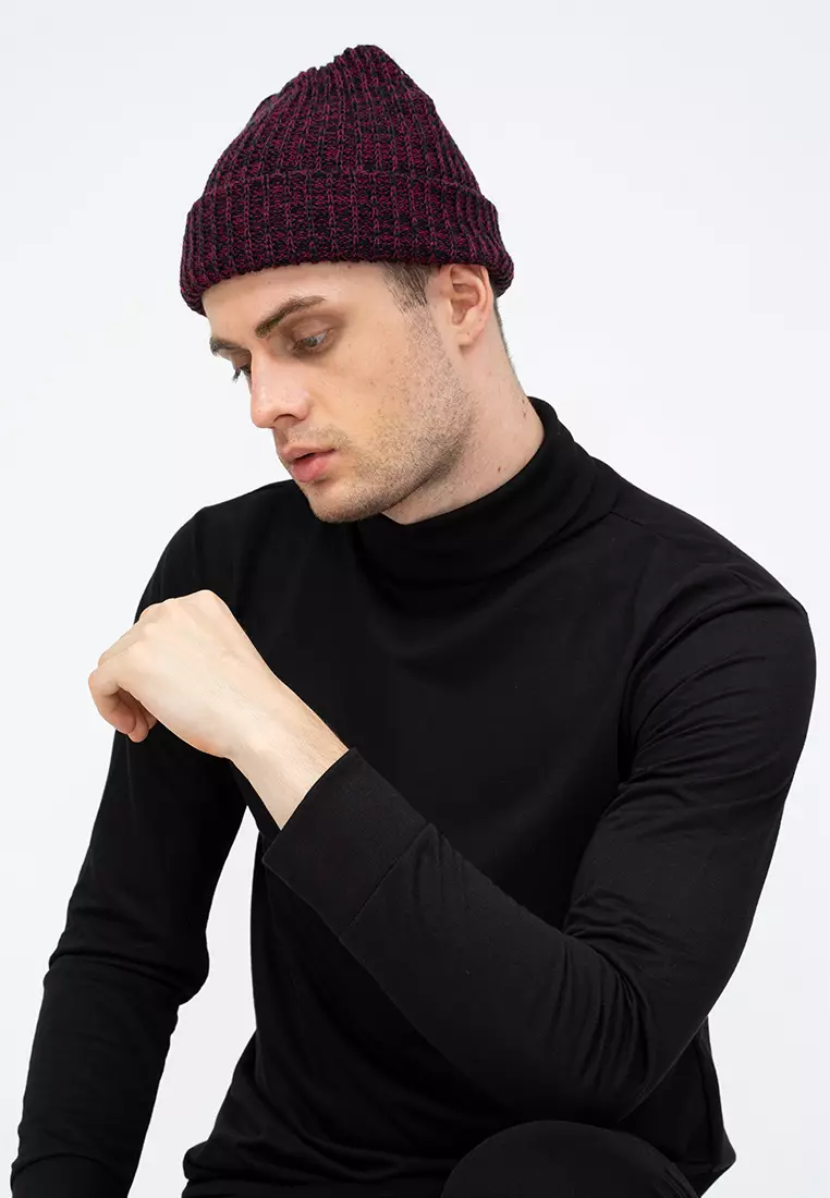 Topi Kupluk Rajut Beanie Hat Polos Topi Gunung maroon dusty