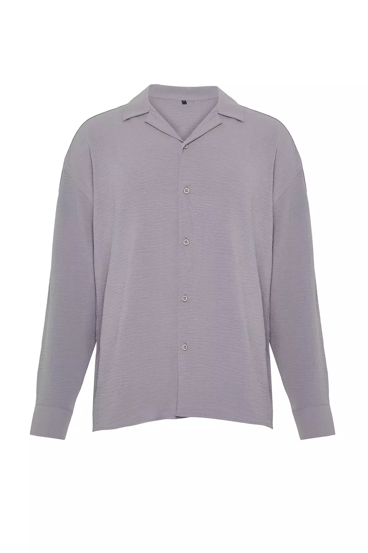 Light Gray Oversize Summer Linen Look Shirt - Apache Collar Tmnss23Go00053
