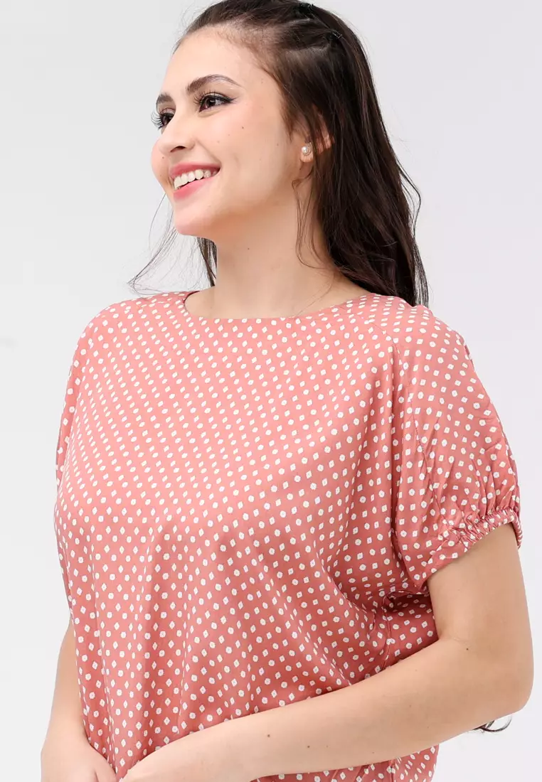 Woven Printed Rayon Short Sleeves Blouse