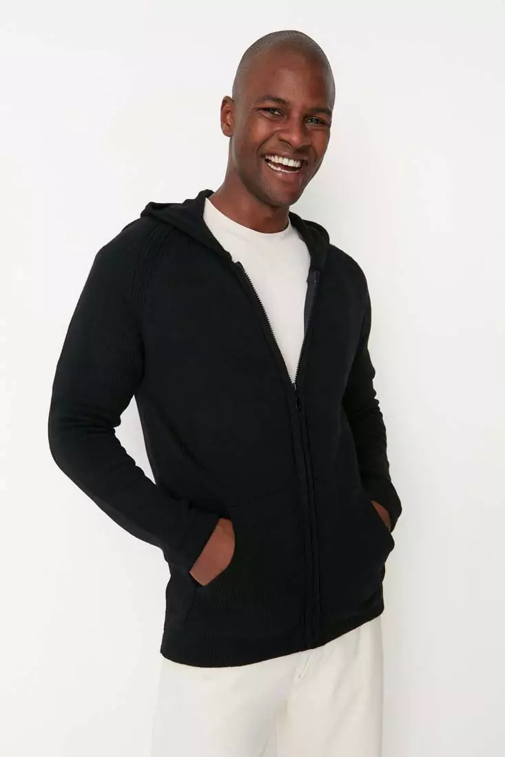 Mens slim fit zip up hoodie sale