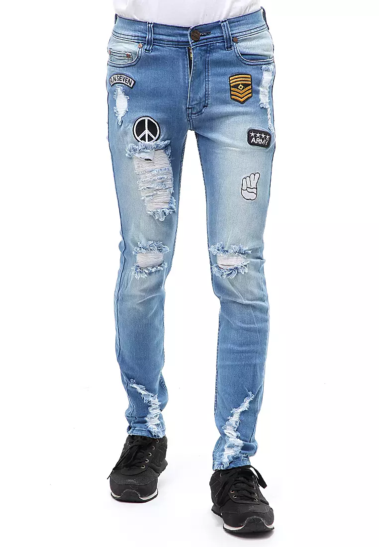 Locko Long Pants Celana Panjang Pria Ripped Jeans Material Denim ORIGINAL - Bio Blits