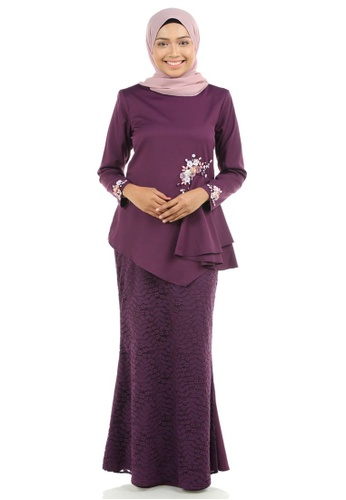 Dinara Kurung with Drapes from Ashura in Purple