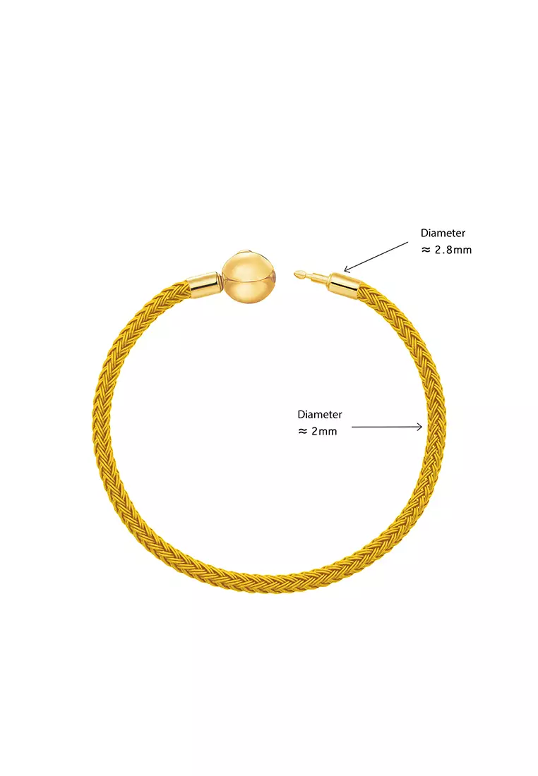 THE Mix Collection 999.9/24K Pure Gold Violent Bear Charm Gold Steel Wire Clasp Bracelet Set L11-B637B