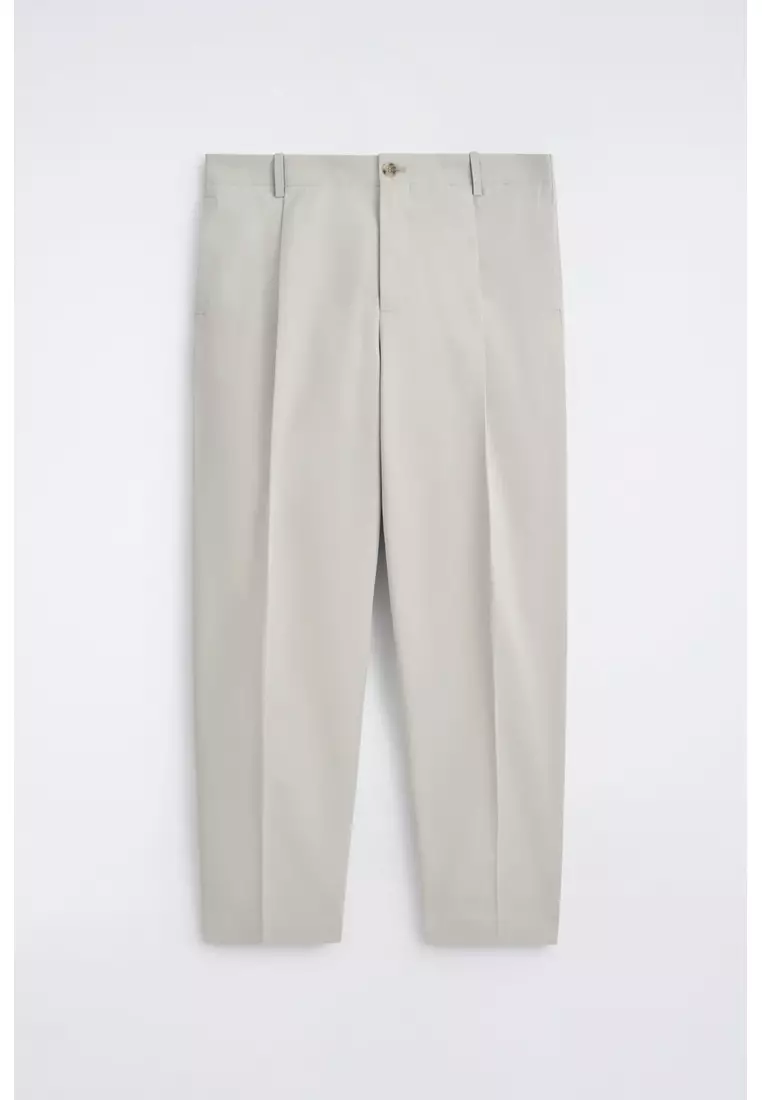 CROPPED COTTON RELAXED-FIT STRAIGHT-LEG TROUSERS