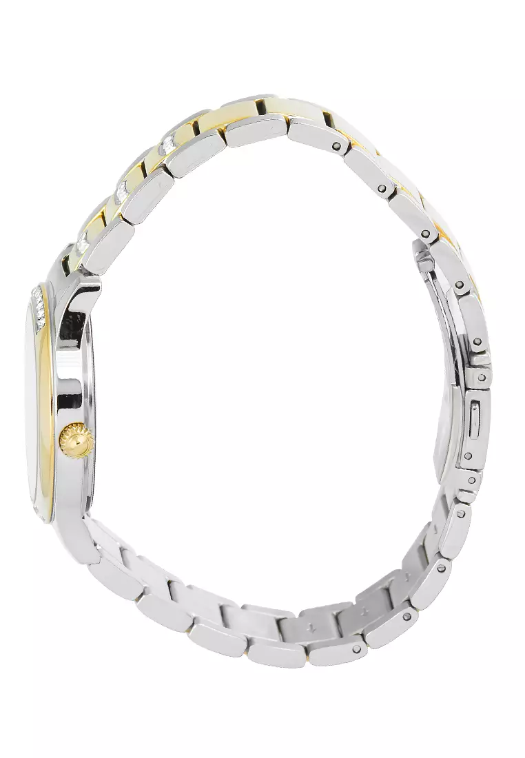 Bonia Sapphire Glass - Jam Tangan Analog Wanita - Silver Gold Stainless Steel - B10813-2113