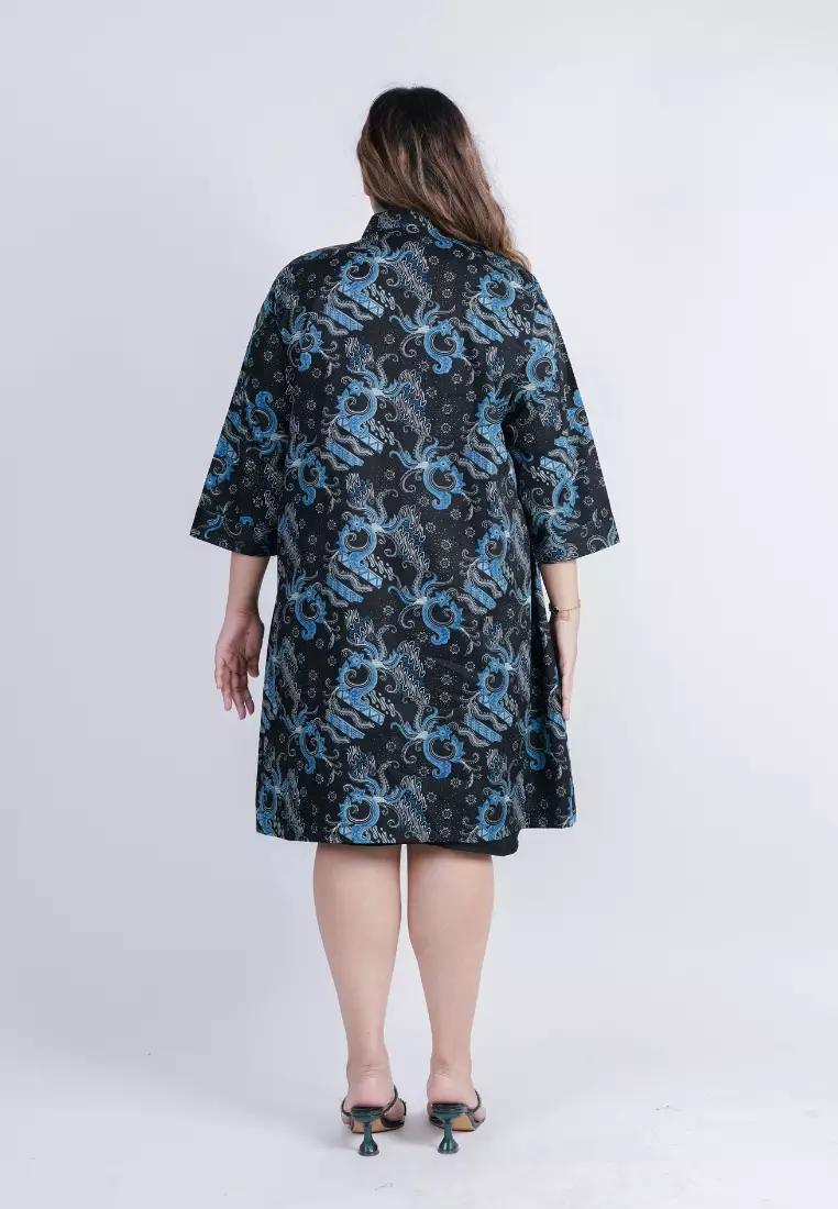 plus size noia batik dress blue