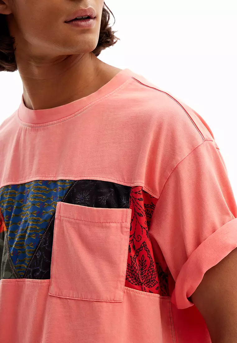 Desigual Man Patchwork India T-shirt.