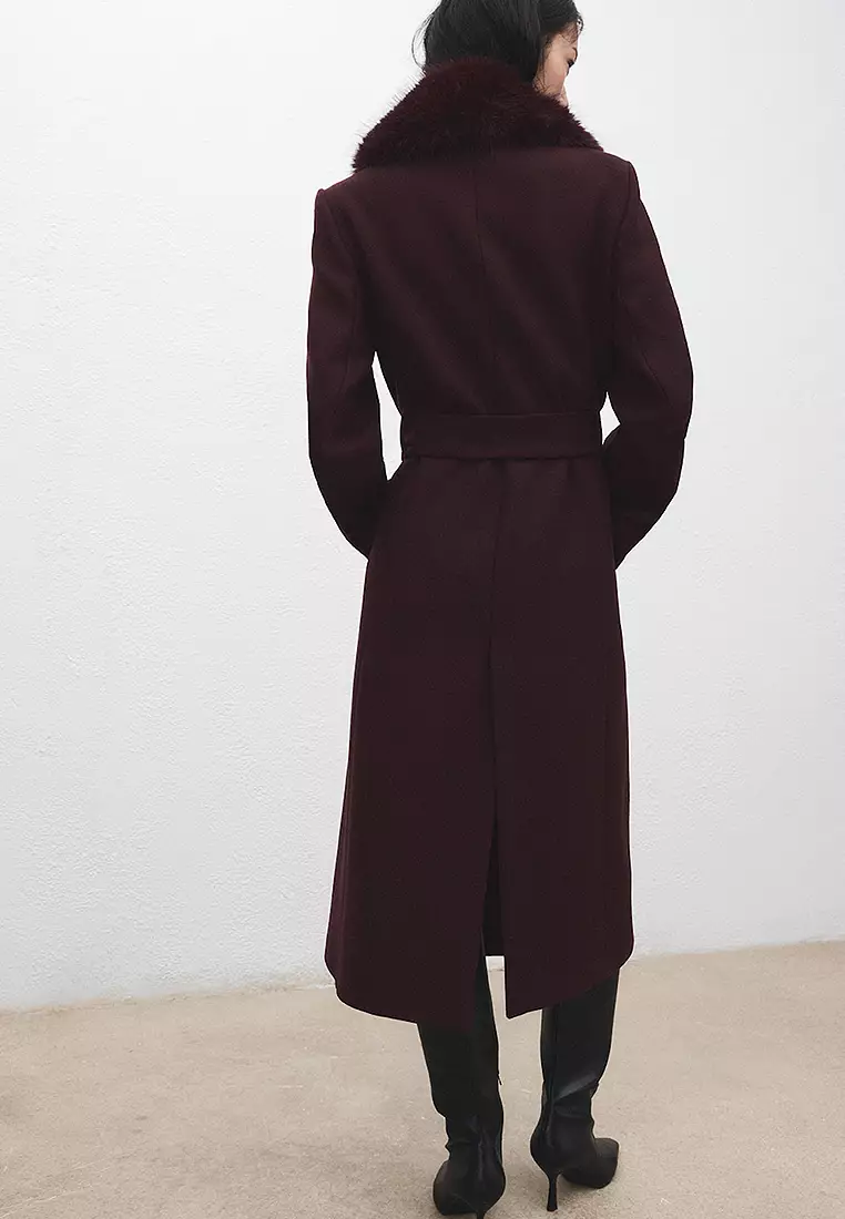 Manteco Wool Coat with Fur Collar