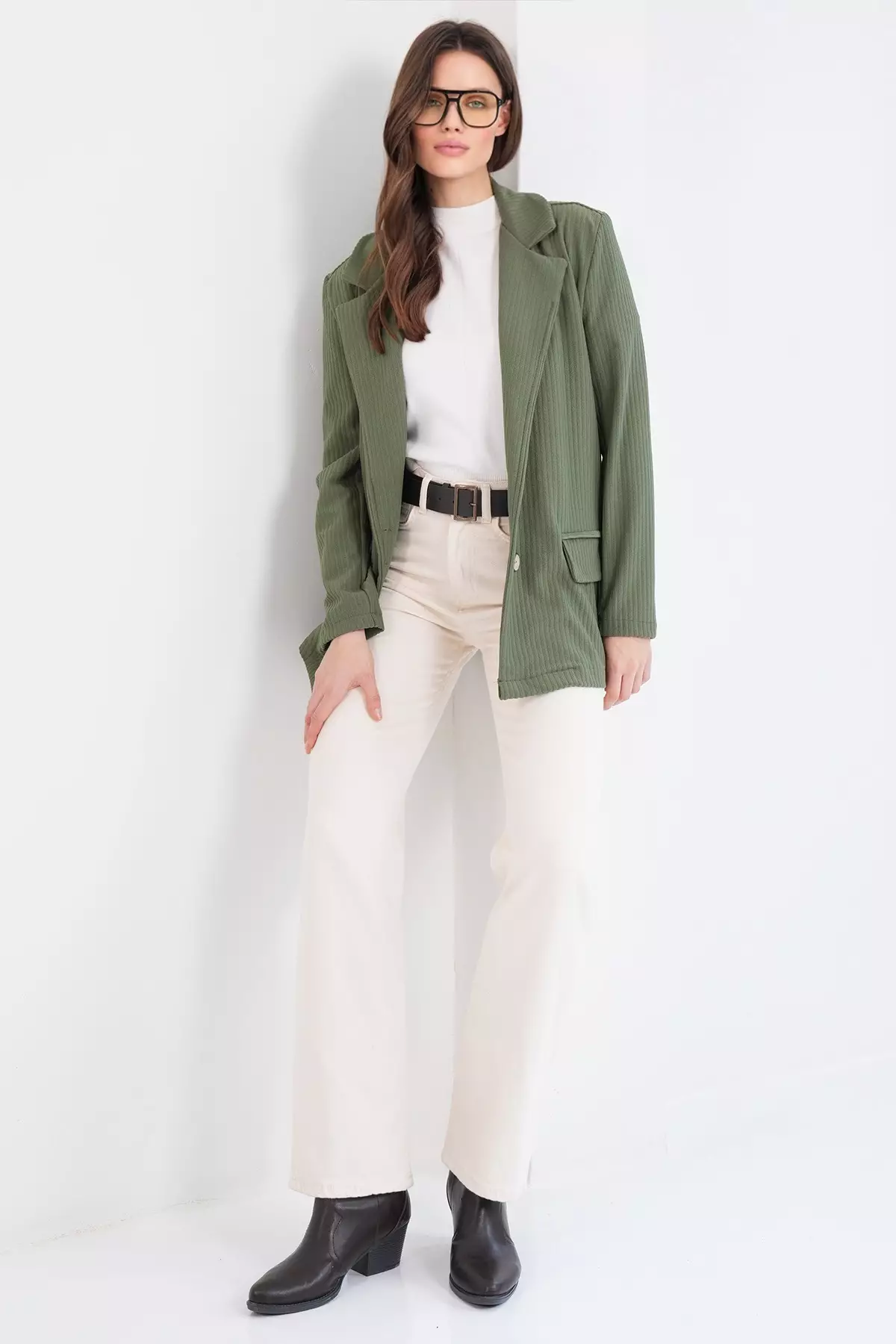 Green Oversize Blazer Jacket Alc-X14776