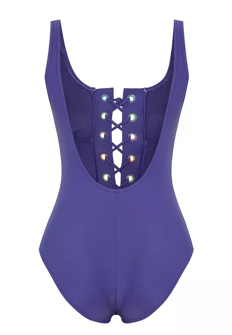 Blue Eyelet Regular Swimsuit Tbess20Ma0137