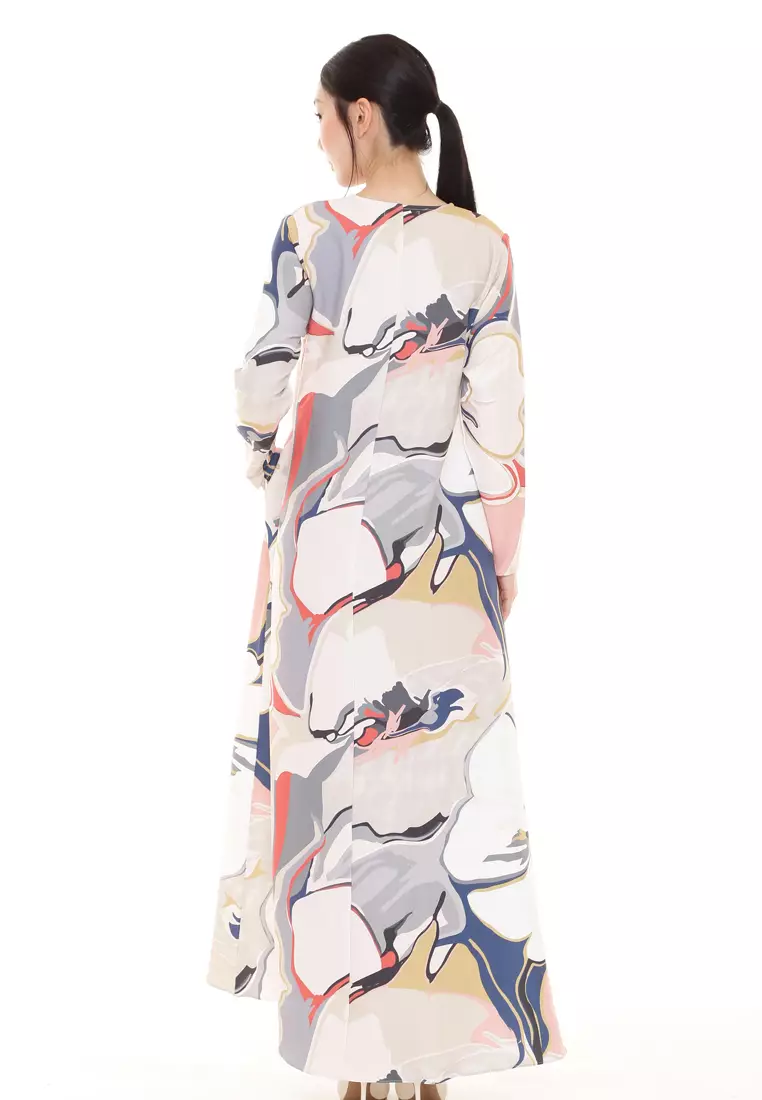 Felicia Printed Dress in Red White