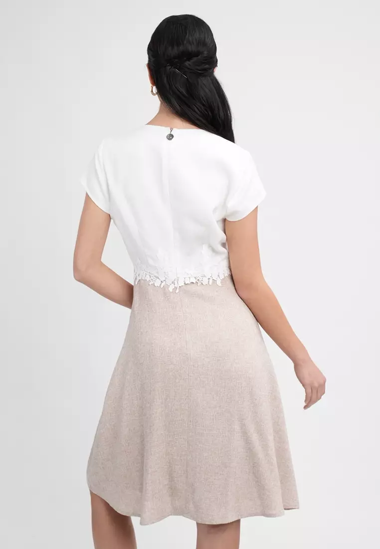 Kylie Elegant Two-Tone A-Line Dress