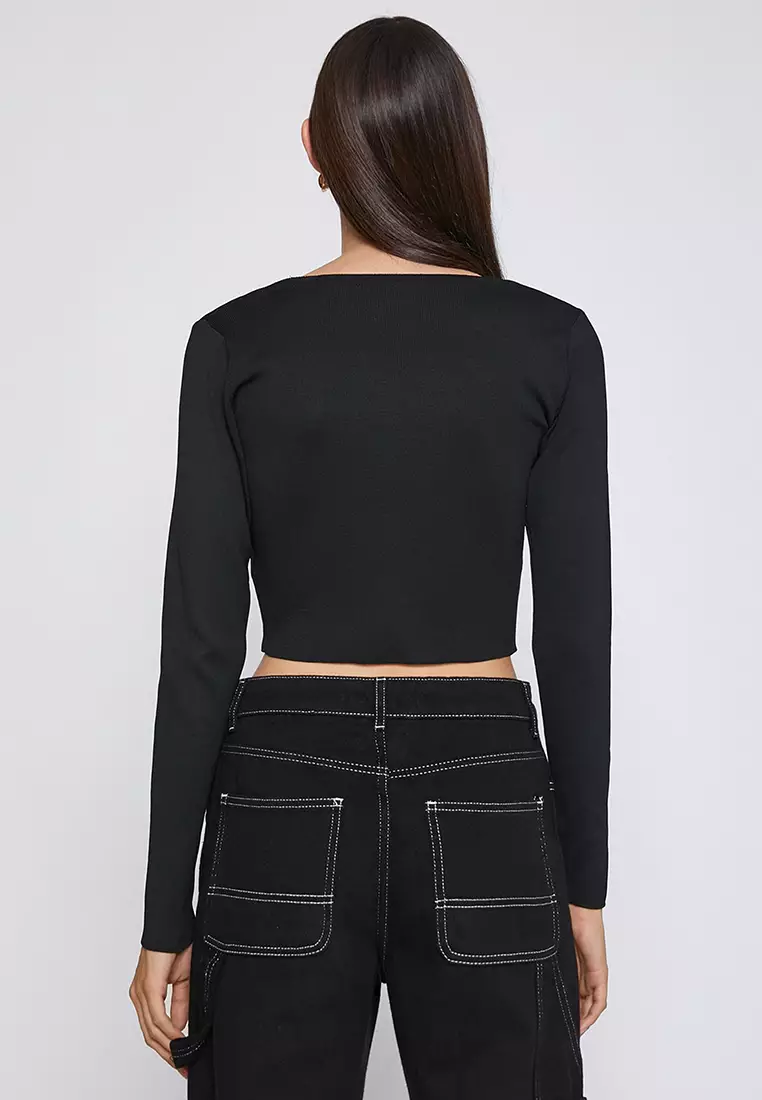 Long Sleeves Crop Knit Sweater