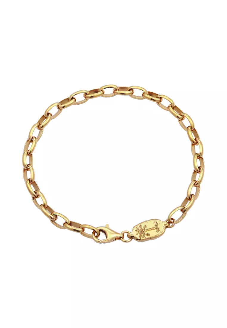 EXCLUSIVE Gelang Perhiasan Perak 925 Pria Links Palm Tree Gold Plated