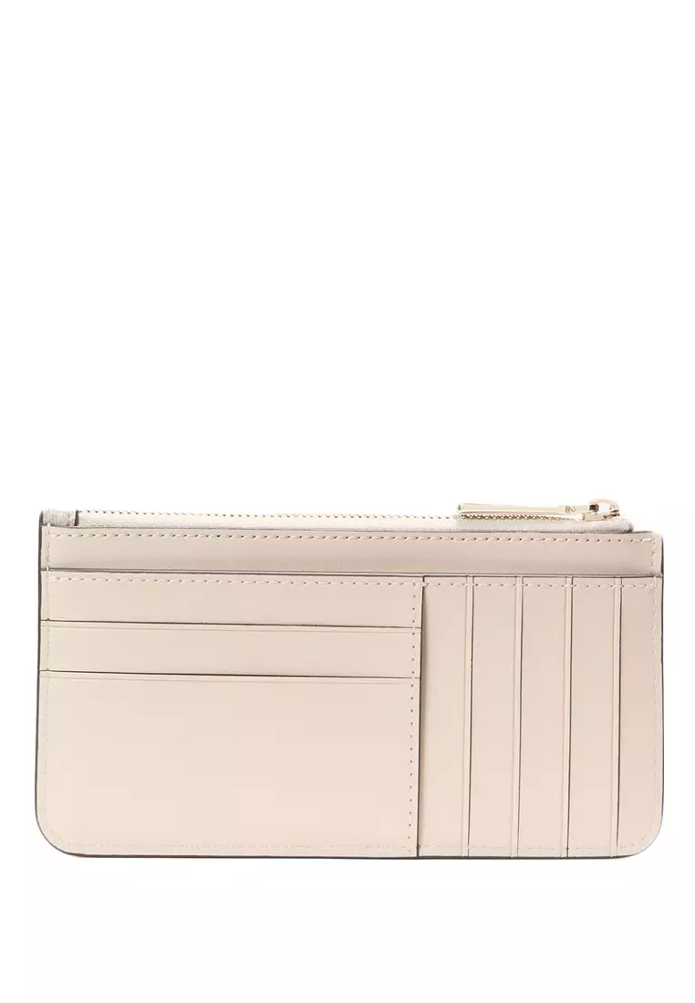 Spade Flower Large Slim Card Holder - Dark Beige