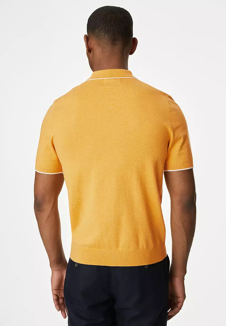 Cotton Rich Short Sleeve Knitted Polo Shirt