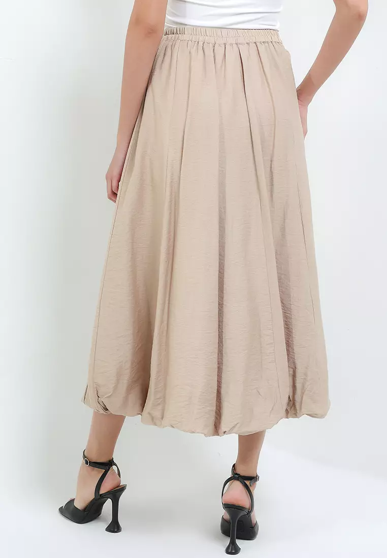 Elastic-waisted Long Skirt Balloon+Lining