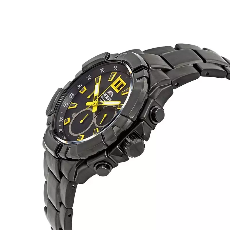 Jam Tangan Pria Orient Enterprise FTV00007B Chronograph Men Watch Black Dial Black Stainless Steel S