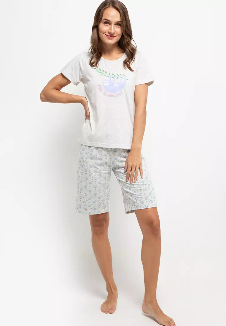 Pyjama Pijama Short Sleeve Long Pants Sleepwear