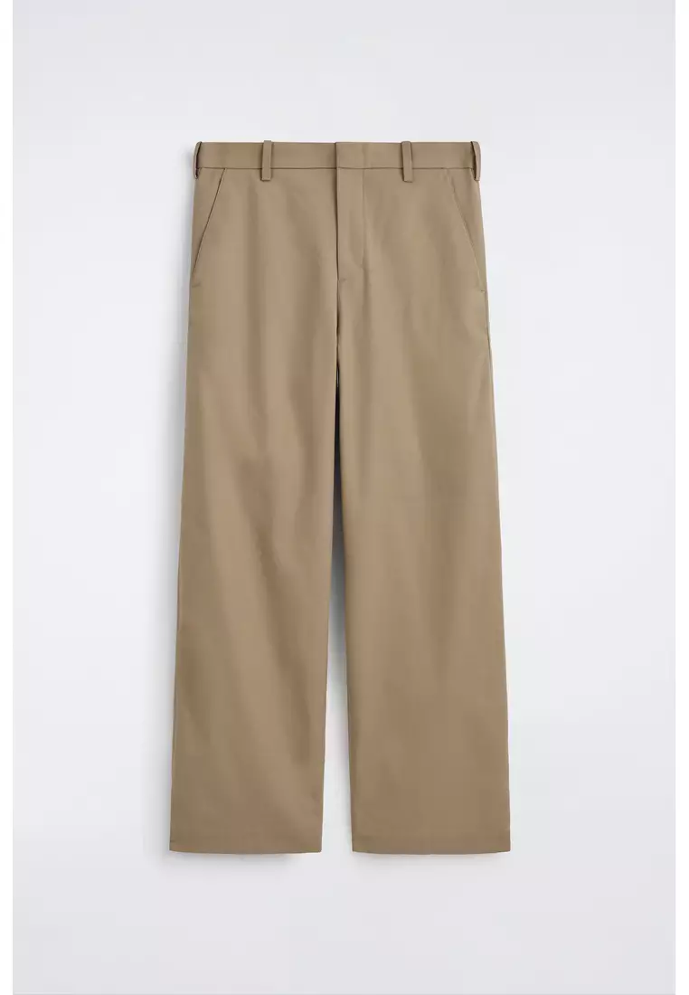 COTTON RELAXED-FIT WIDE-LEG CHINOS