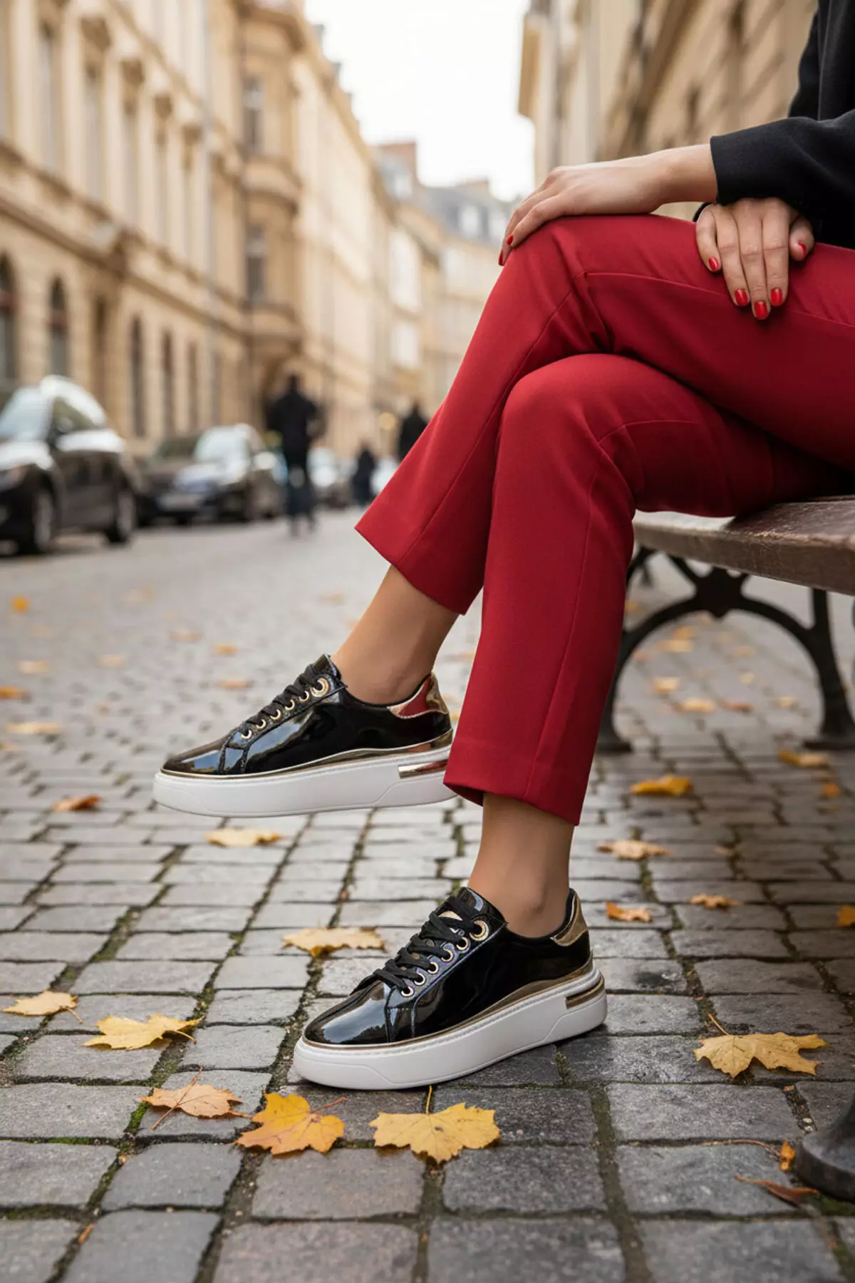 Black Patent Leather Women'S Sneaker 20810
