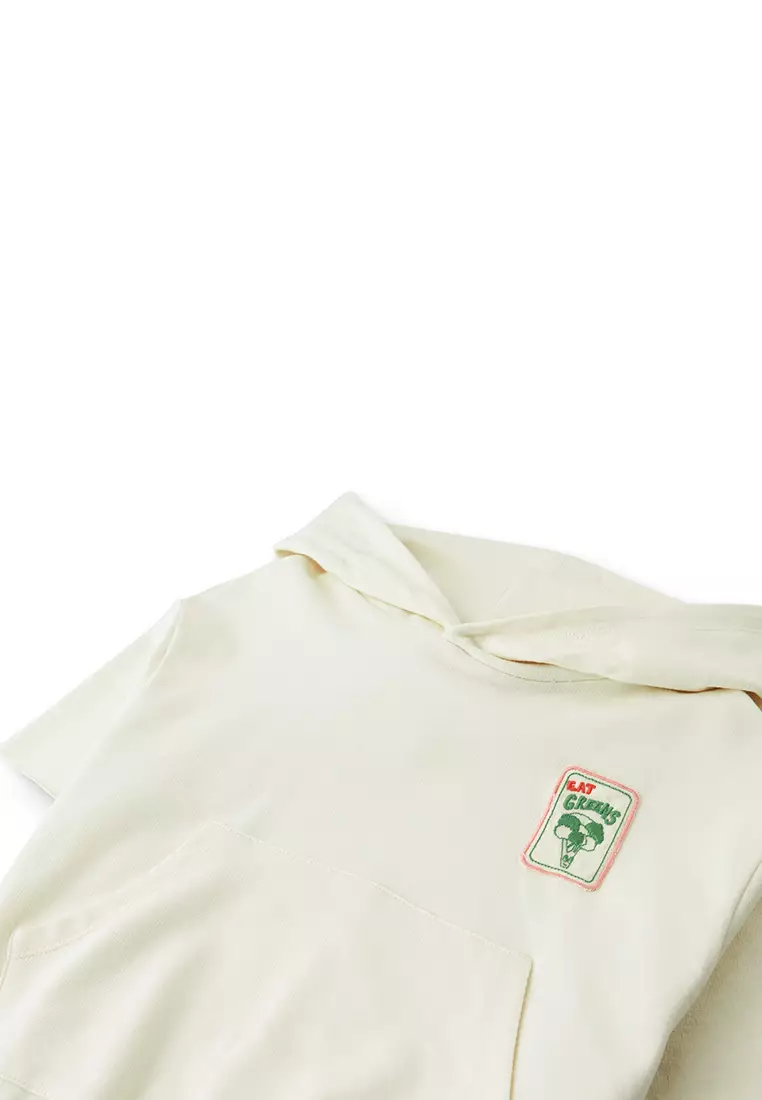 Girls Zoe Hooded Terry Top Wtih Veggies Badge