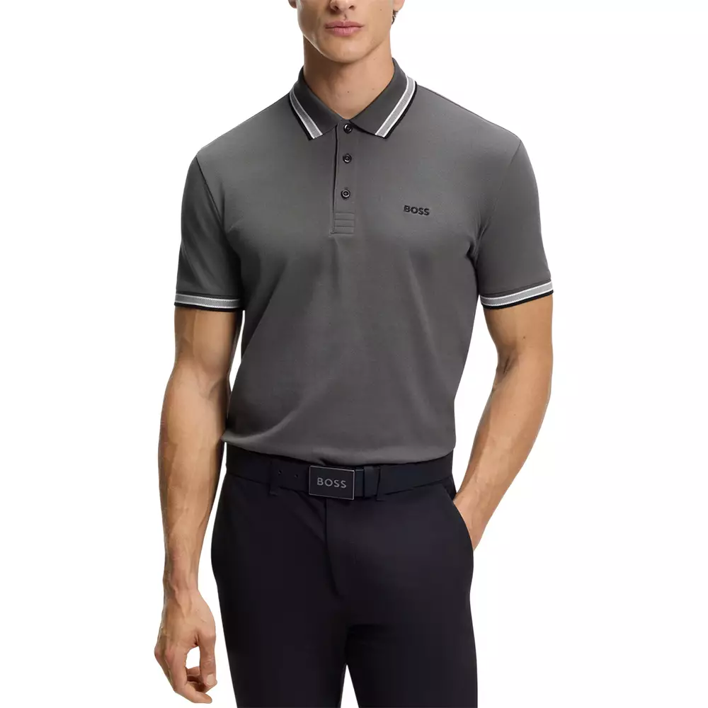 Style Paddy Contrast Logo Polo Shirt Dark Grey/Black