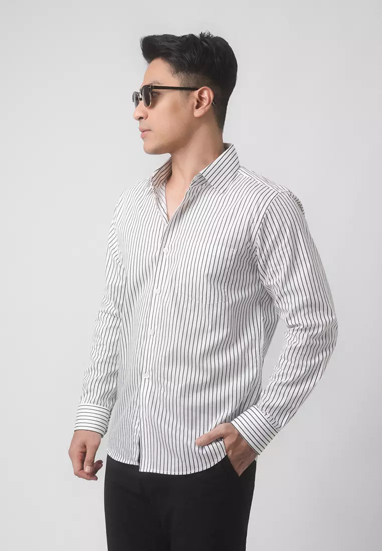 Hugo Stripe Shirt White LS