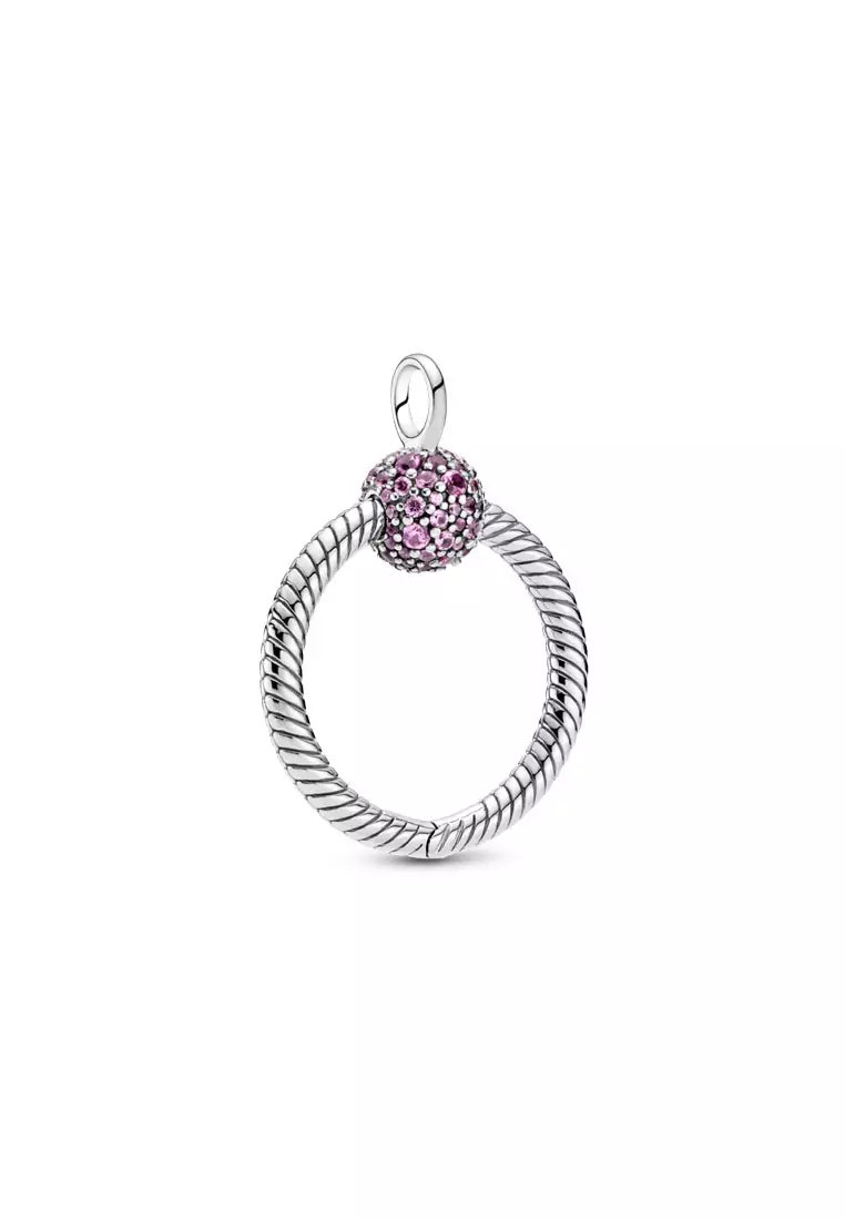 Pave Pandora O Charm Necklace PANDORA Rose Small Pavé O Pendant