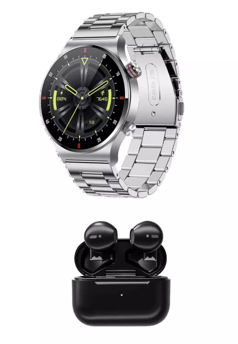 Value Deal - SmartWatch + 5s PRO MINI wireless earphones - Black + 1 Free Watch Rubber Strap