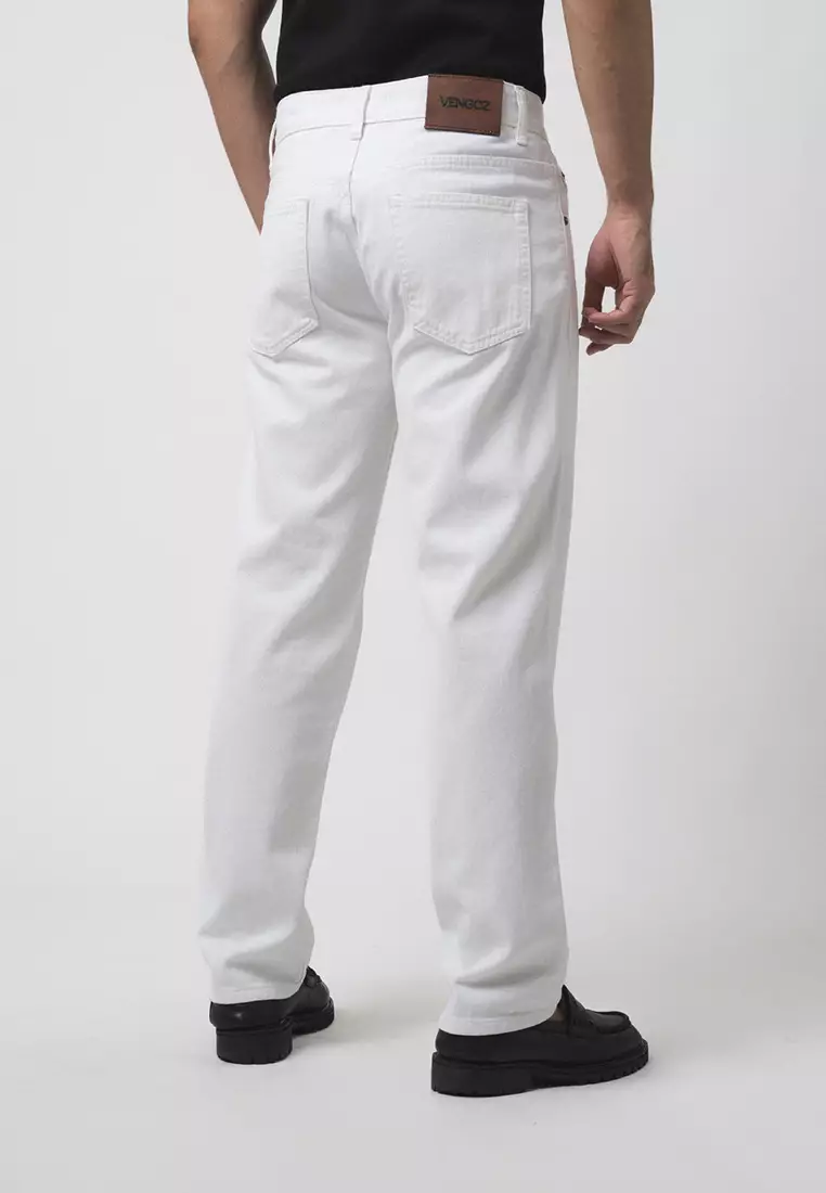 Straight Slim Fit Premium Jeans - Off White