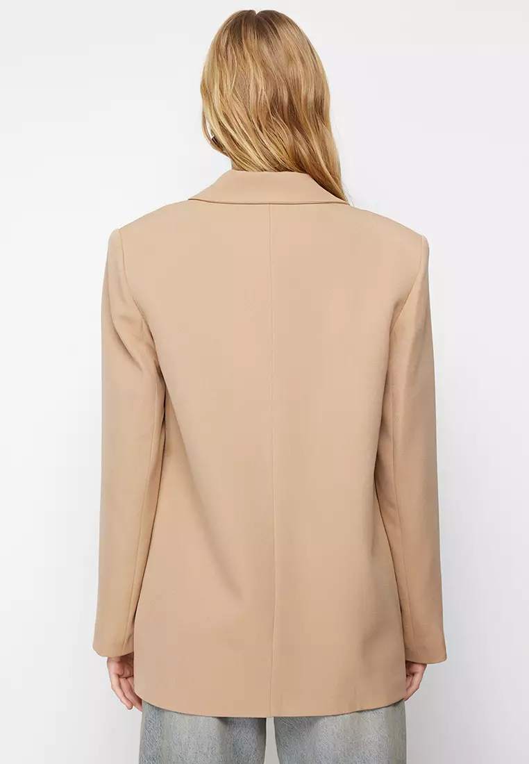 Oversized Straight Fit Double-Breasted Basic Blazer