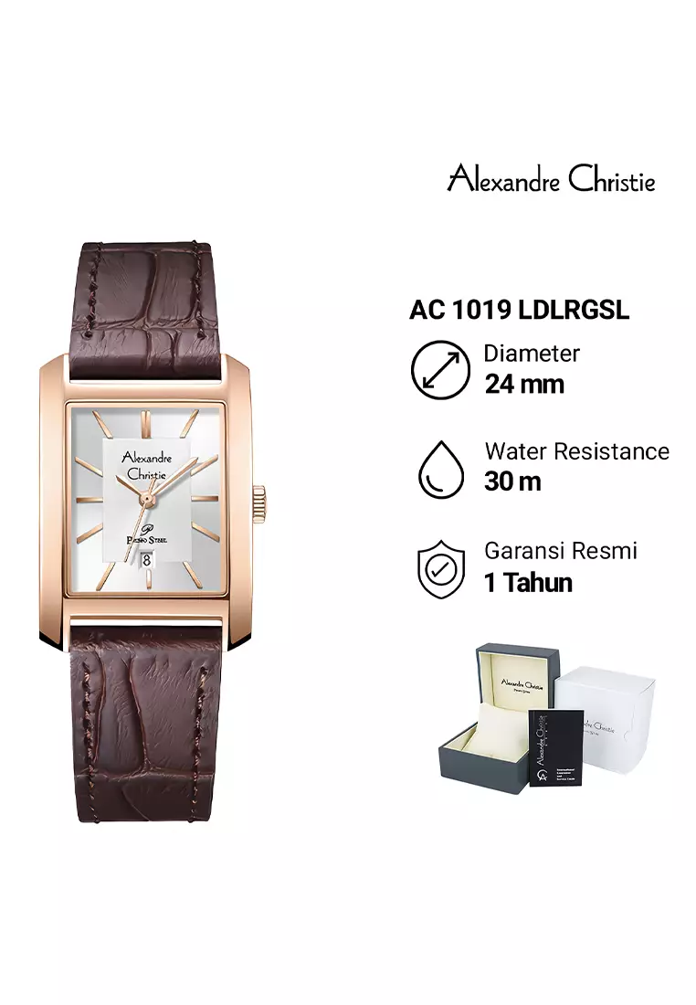 Alexandre Christie Couple Jam Tangan Analog Pria Wanita Rosegold Brown Leather Strap - 1019MLDLRGSL
