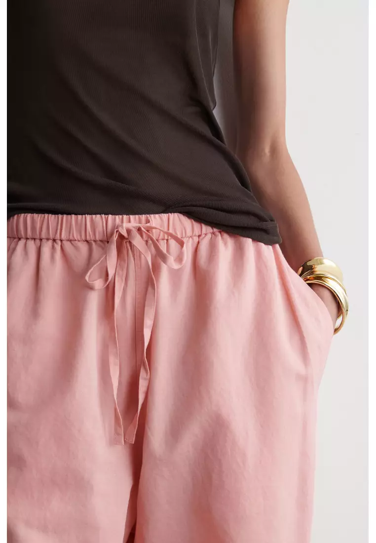 WIDE-LEG LINEN DRAWSTRING TROUSERS