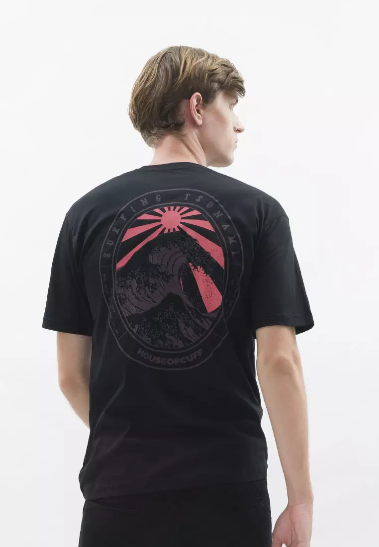 Kaos hitam t shirt polos houseofcuff motif Surfing READY HINGGA 4XL
