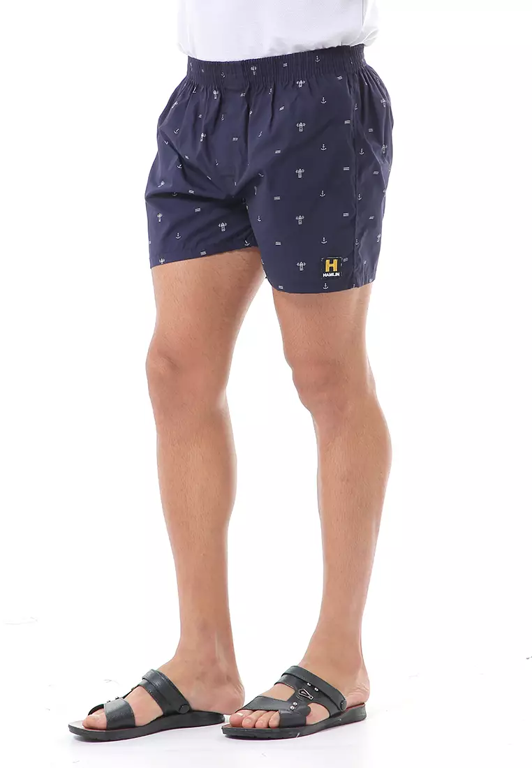 Grissham Celana Pendek Pria Short Boxer Stylish Aircraft Motive Material Cotton ORIGINAL - Navy