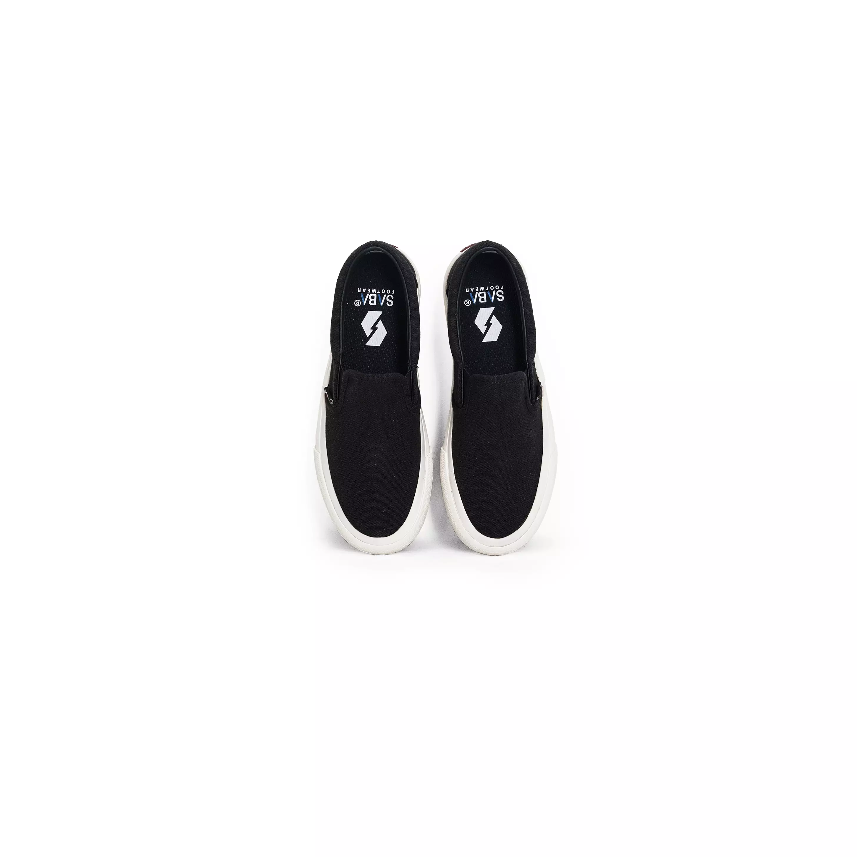 SABA KIDS Slip On Evan ALL Black White - Sepatu Sneakers Sekolah Anak Original 100% VTK 42
