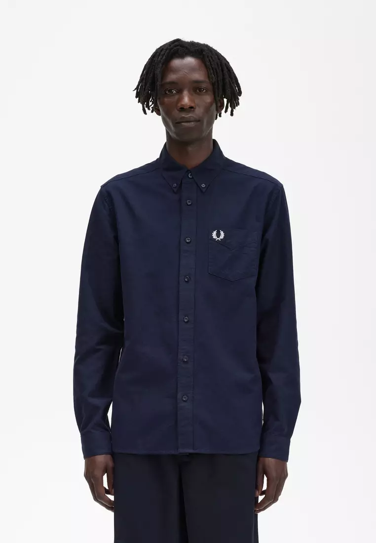 fred perry navy short sleeve shirt