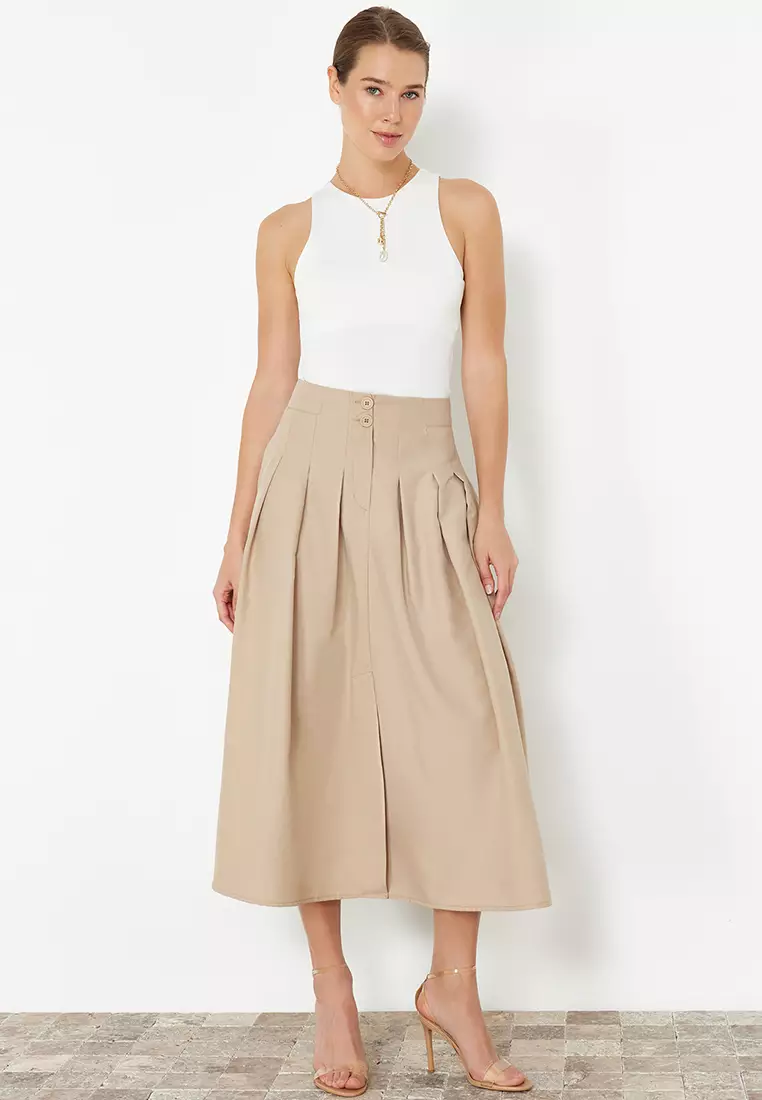 Pleated Midi Skirt